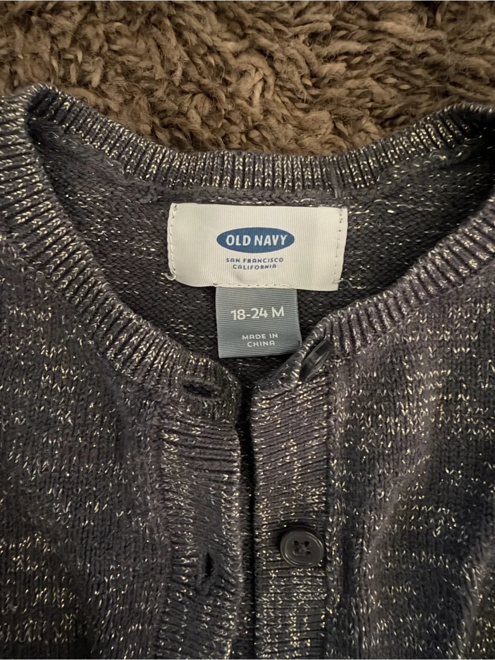Old Navy Heather Navy Toddler Button Cardigan